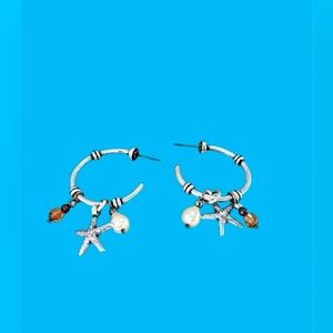 Brighton Starfish Hoop Earrings with Pearl Accent and Beads Dangle